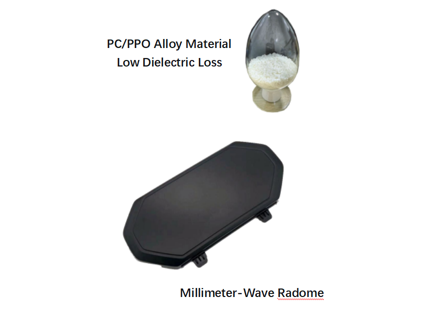 PC/PPO alloy material application for a low-dielectric-loss millimeter-wave radome.