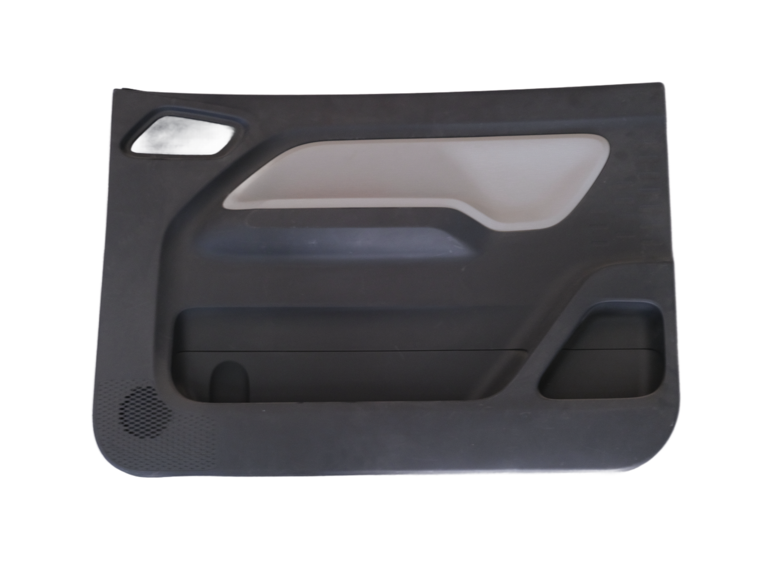 Injection molded automotive door panel.