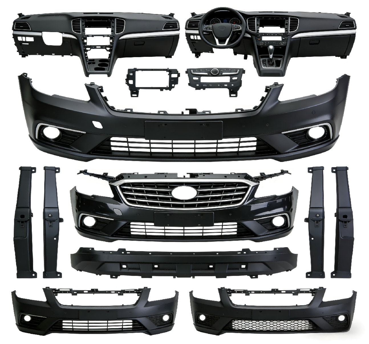 Automotive interior and exterior trim product set.