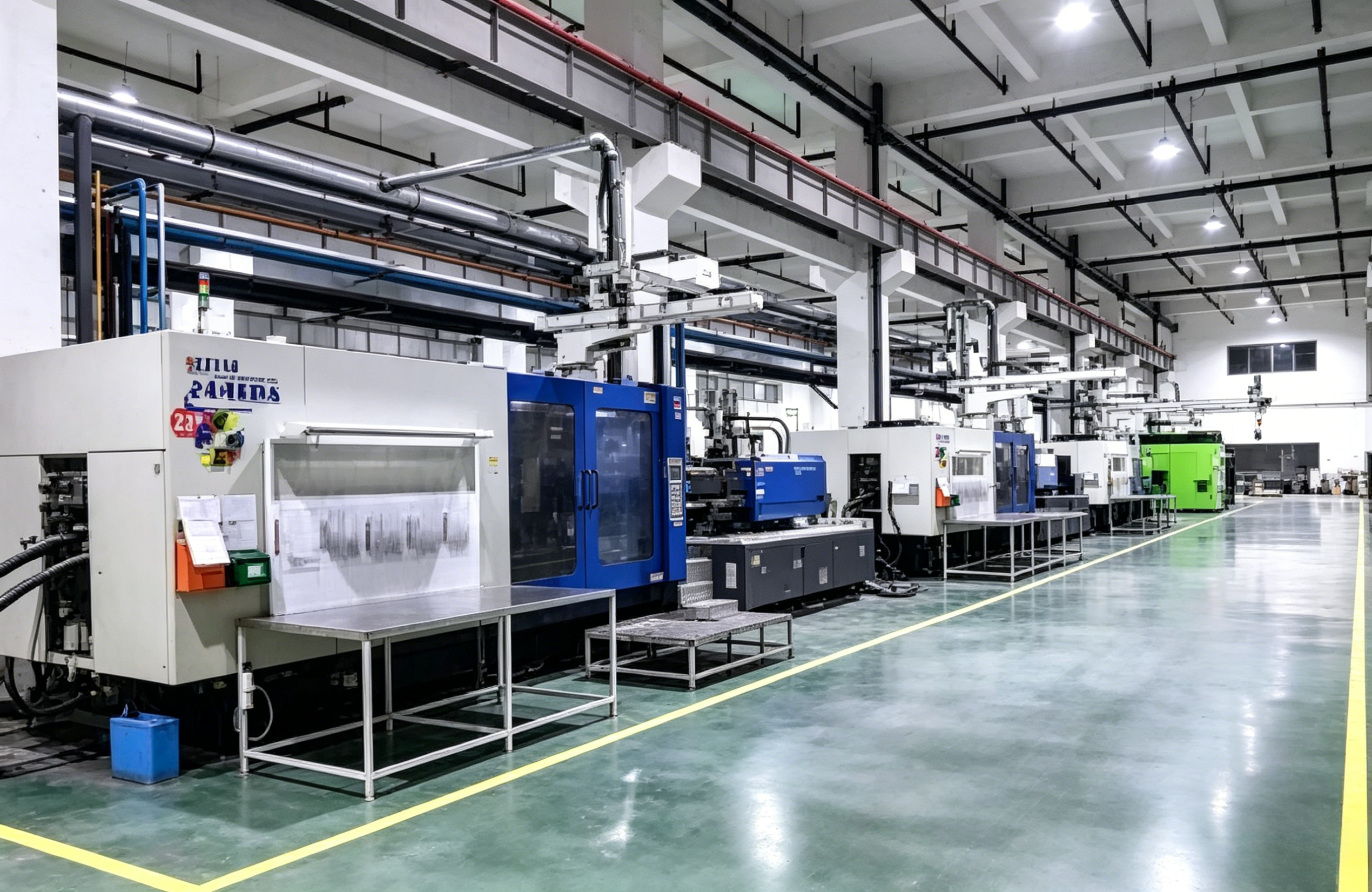 Injection molding machine line.