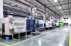 Injection molding machine line.