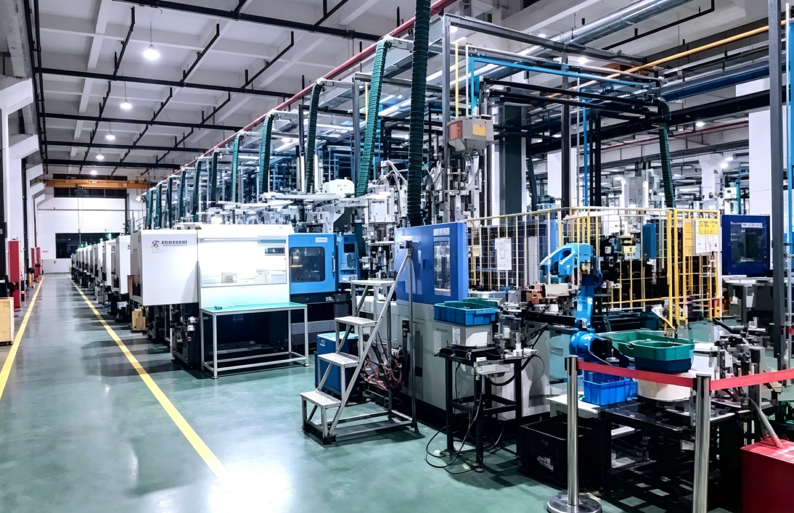 Injection molding machine line at Ningbo Jianlin.