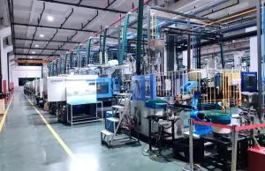 Injection molding machine line at Ningbo Jianlin.